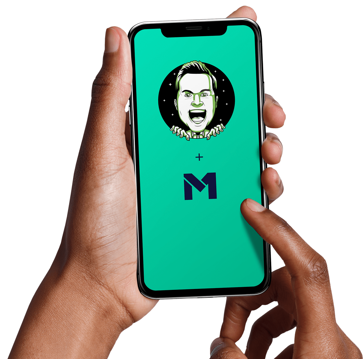 Phone held by user displaying Technori logo above M1 Finance logo