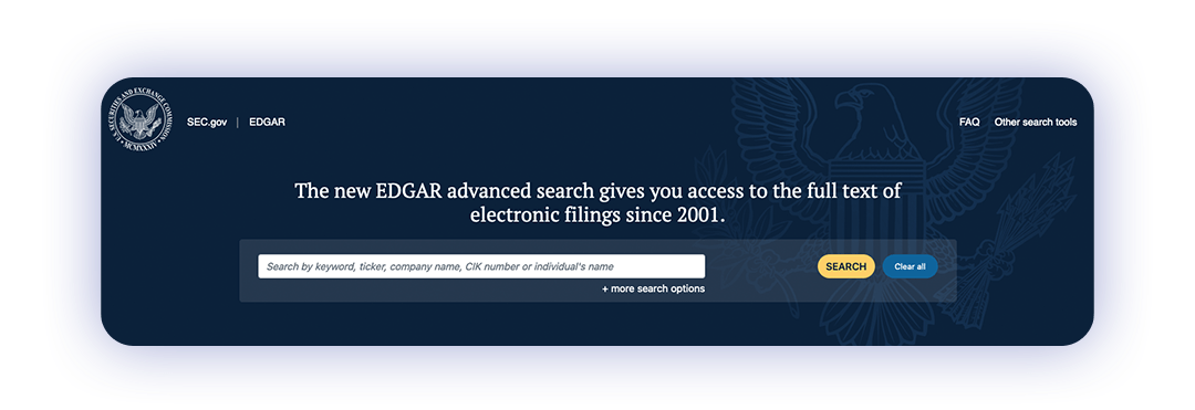 SEC Edgar search bar