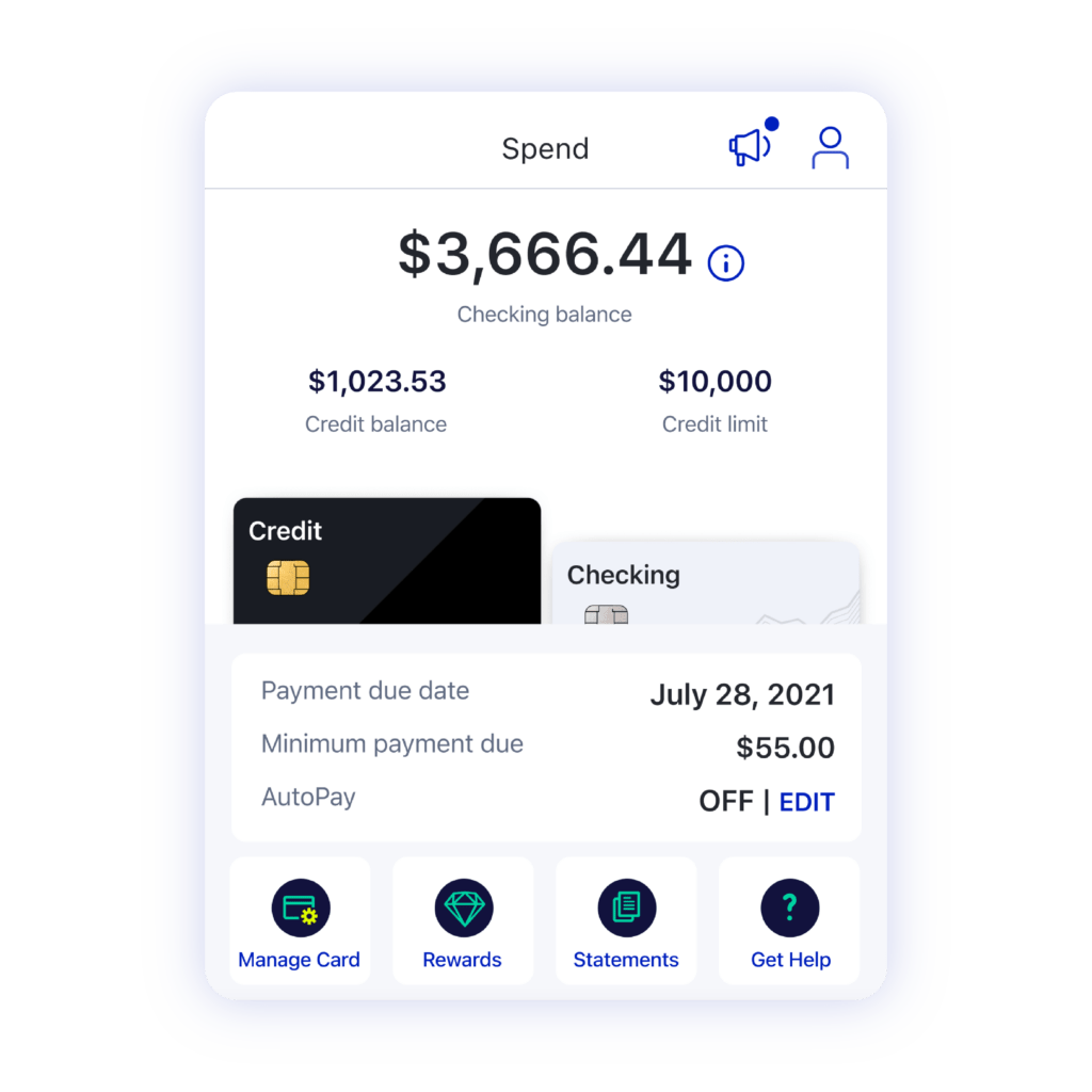 Product mockup of spend credit card