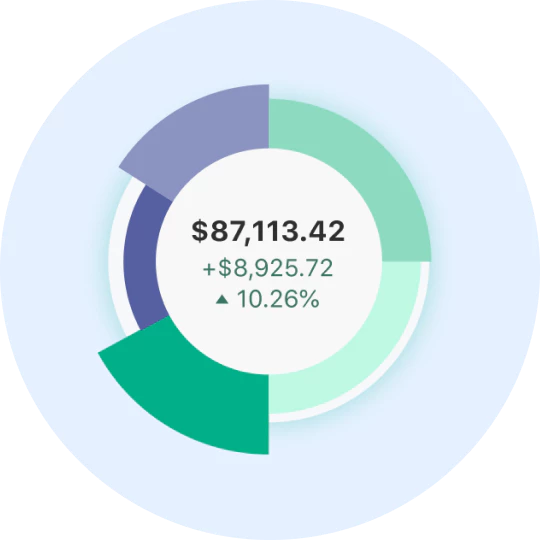M1 invest pie in a powder-blue circle