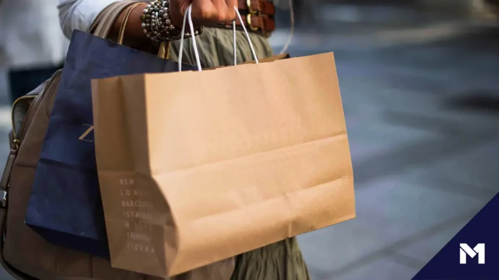 Close-up of brown paper shopping bag
