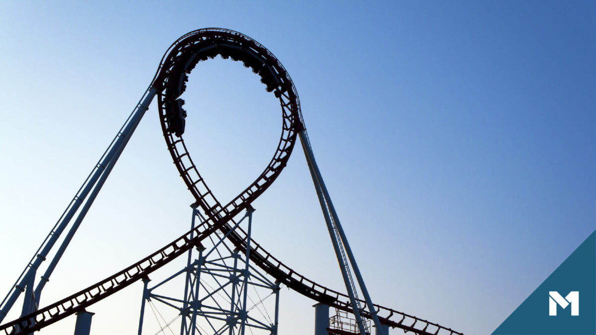 Silhouette of a rollercoaster loop