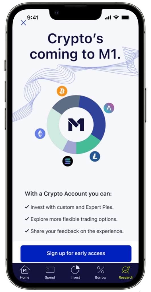 Crypto sign-up page (mobile)