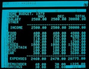 Detail of the first version of VisiCalc software